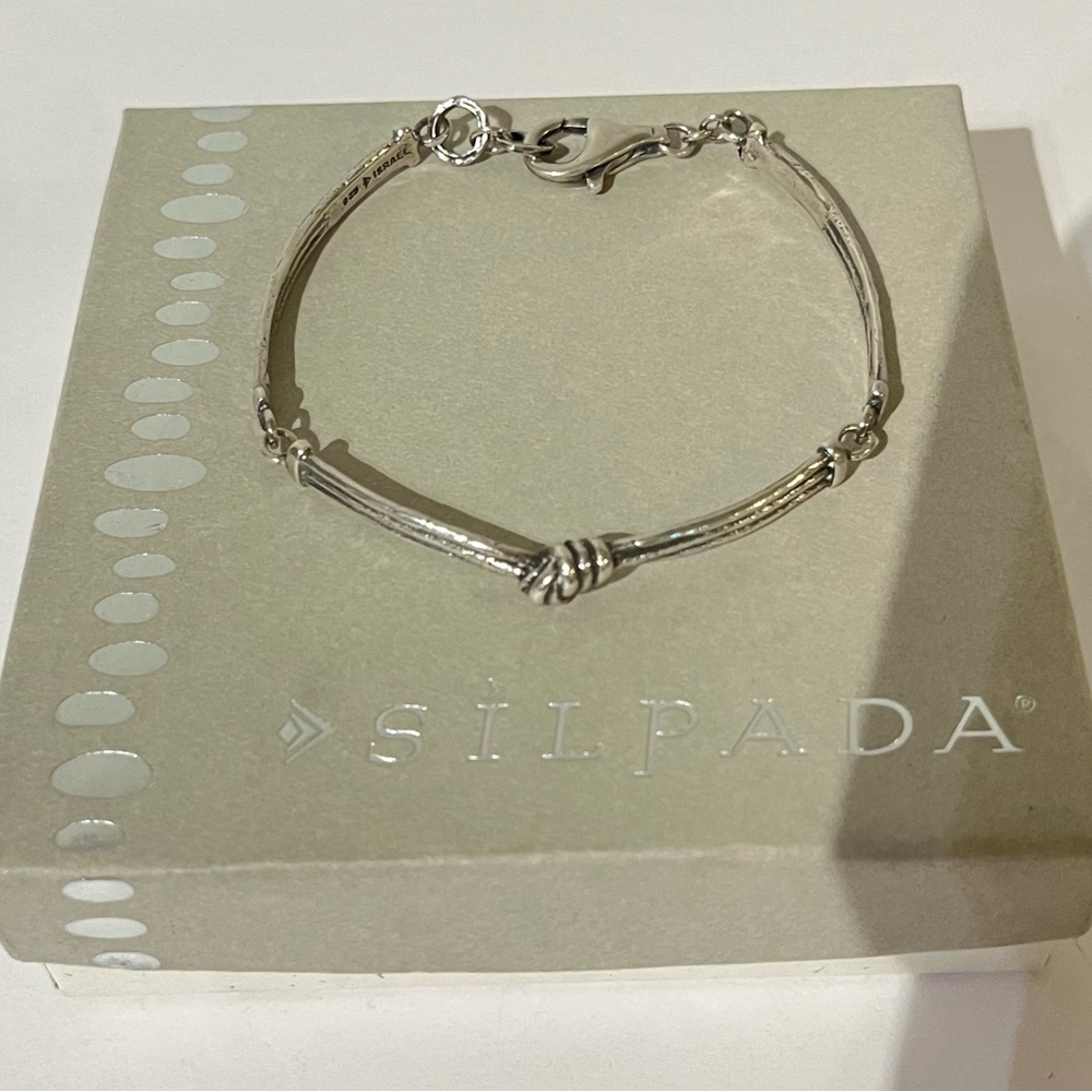 Silpada 💗 Love Knot Vintage Sterling Silver Israel 0.925 SS Link Wrist Bracelet